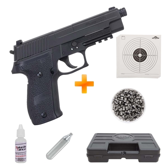 Pistola De Pressão A Gás Co2 P226 Full Metal 45mm Sig Sauer Co2 Chumbinhos Maleta 8434