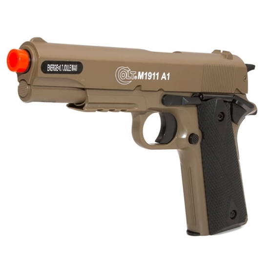 Pistola Airsoft Colt M1911 A1 Tan Slide Metal Cybergun Ventureshop 2263